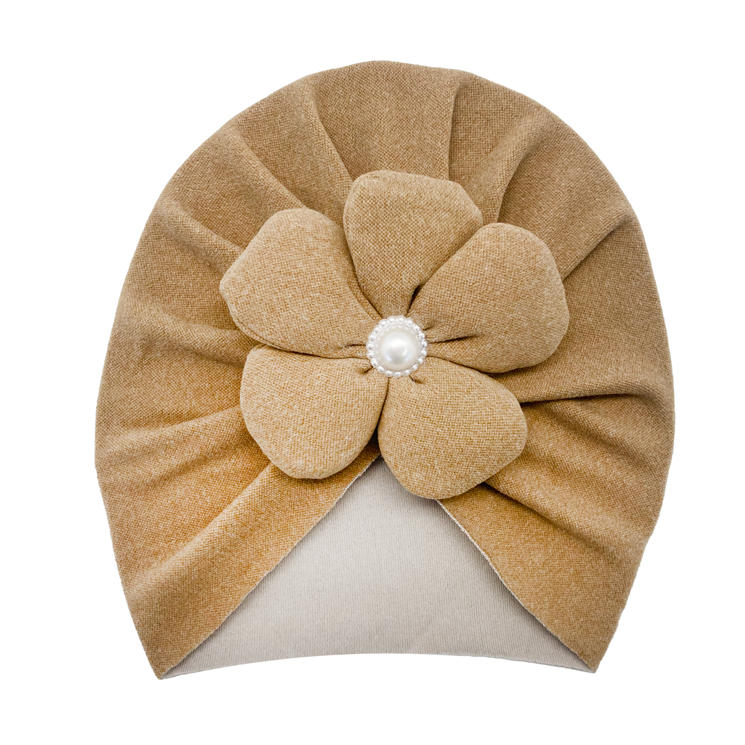 Baby Turbans Flower Light Brown