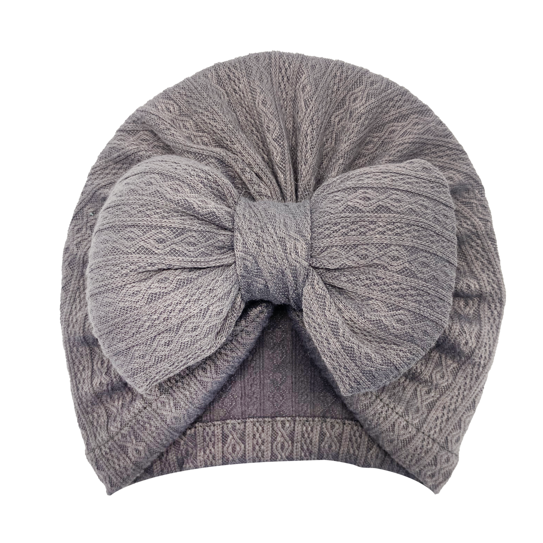 Baby Turbans Big Bow Grey