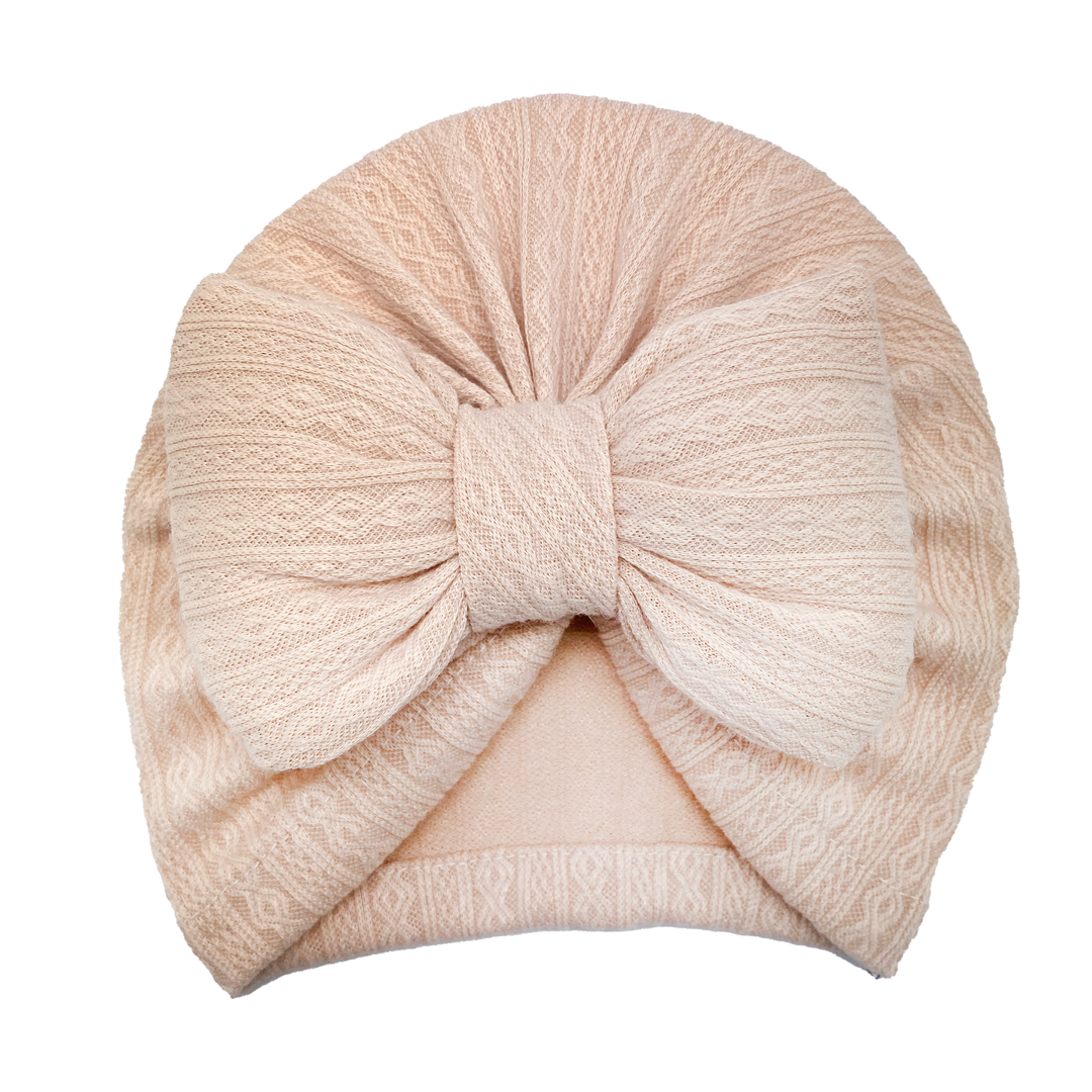 Baby Turbans Big Bow Beige
