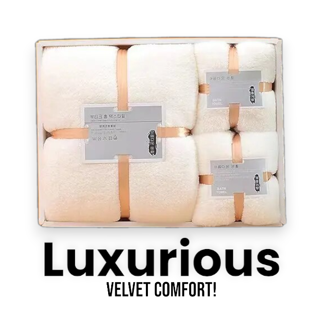 Velvet Towel Bath 3 Piece Gift Set | Luxury Plush Towels