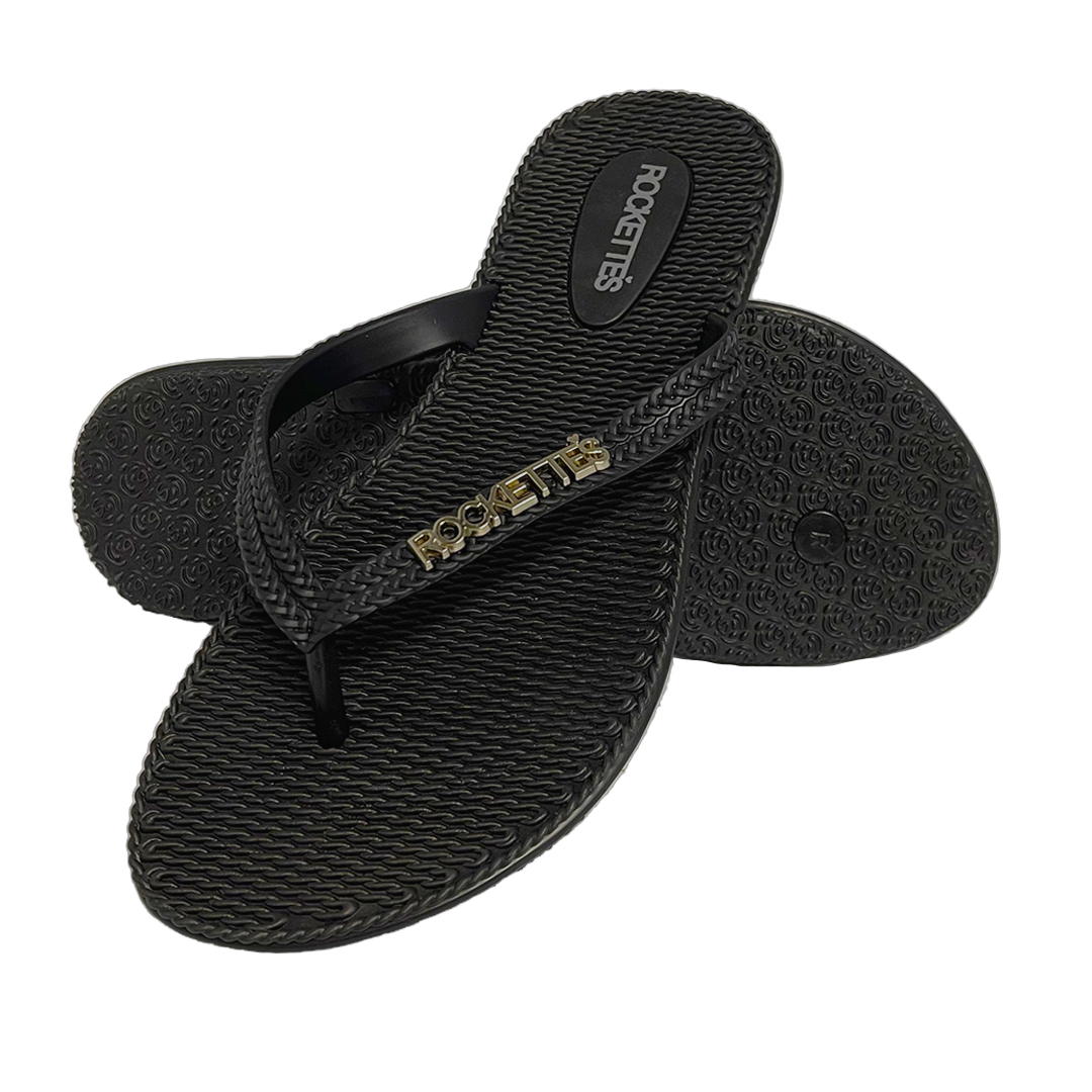 Rockettes | Platinum Weave Women&#39;s Thongs with Woven Straps | Black