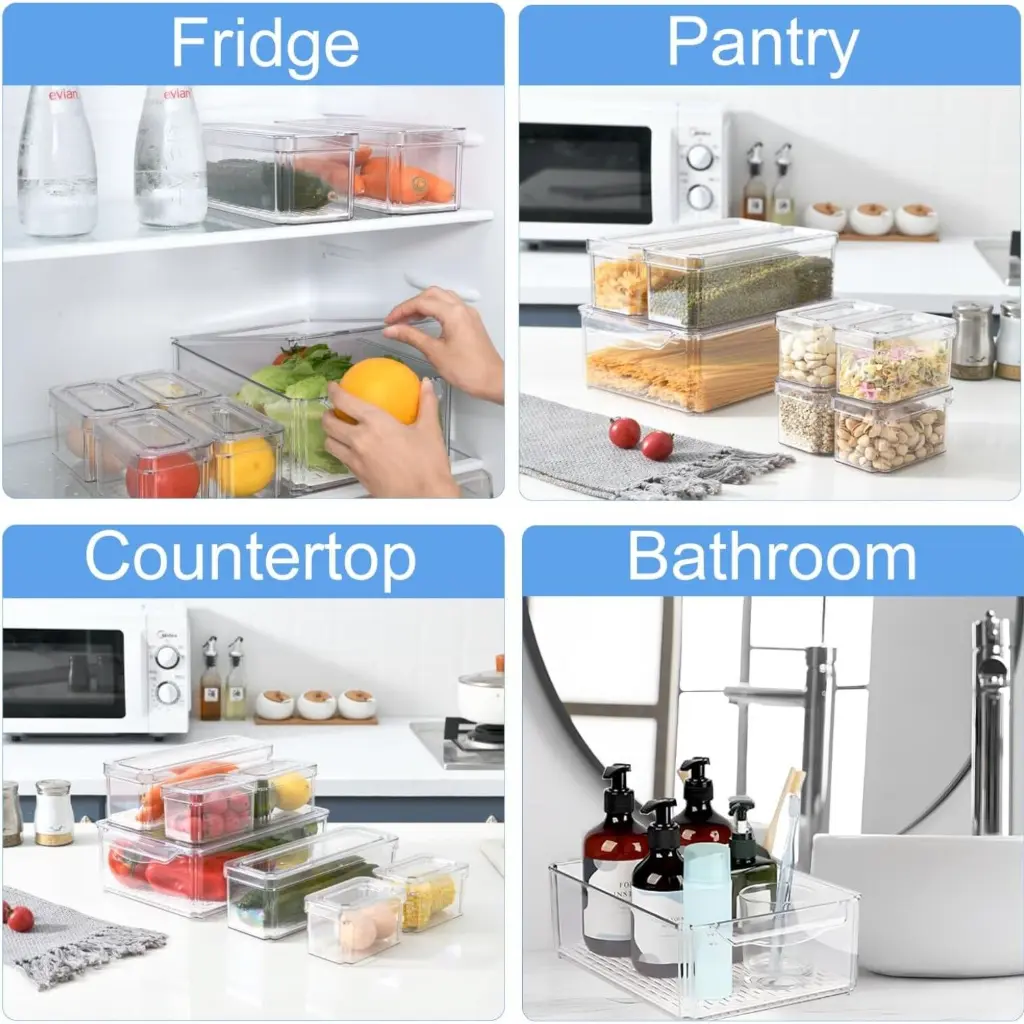 What You Need - 10 Pack Stackable Fridge Organizer w Lids