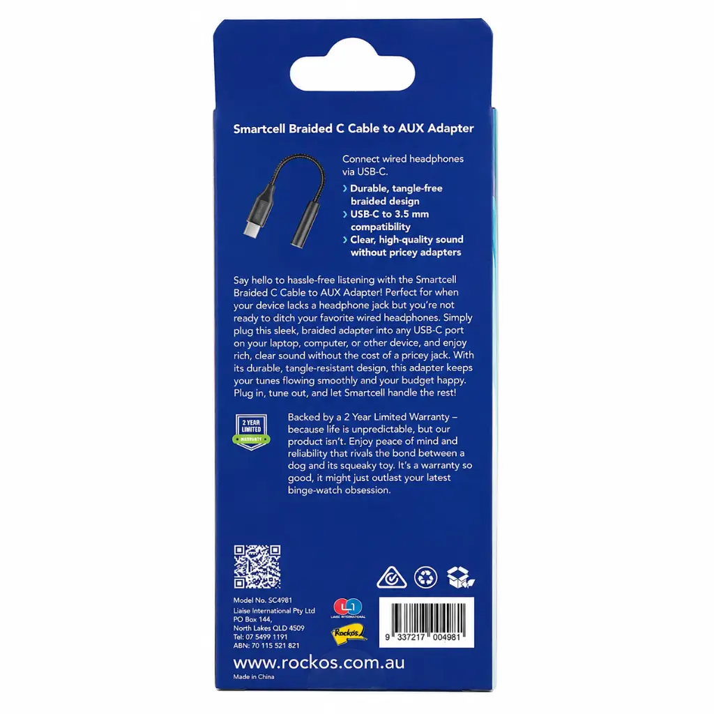 Smartcell - Smartcell Braided C Cable to Aux Adapter
