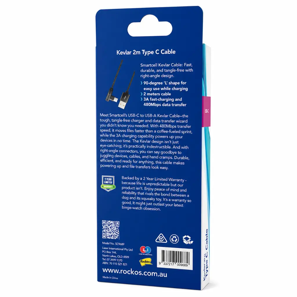 Smartcell - Smartcell Kevlar Type C Cable | 2m