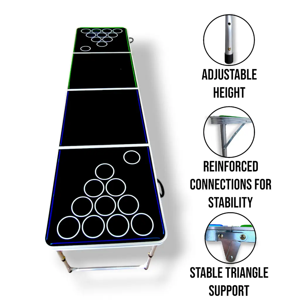 Beer Pong Table | 8ft Aluminium | Black_569