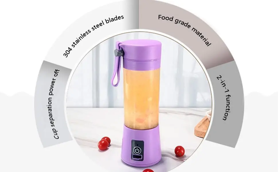 Juice Blender - 6 Blades, 380ml,USB Rechargeable _762