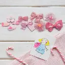 Kids Hair Clips Pink Bows (10 pcs)_775
