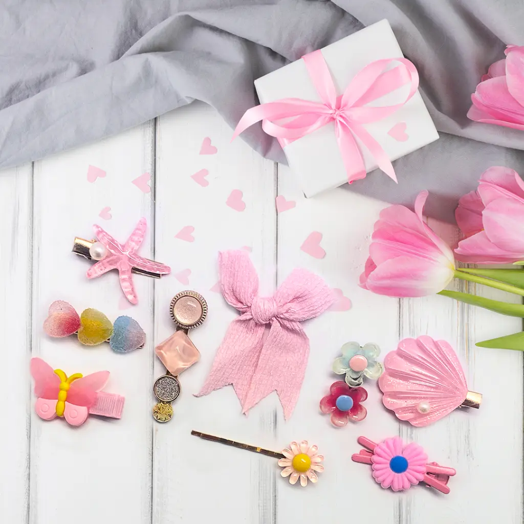 What You Need - Kids Hair Clips Pink Shell (9 pcs)