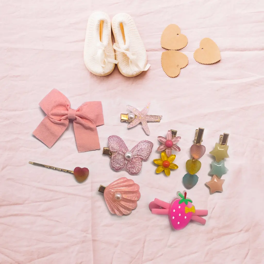 What You Need - Kids Hair Clips Pink Stars (9 pcs)