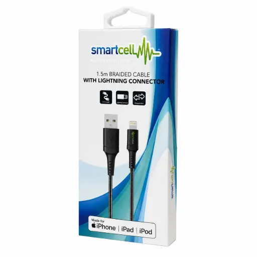 [9340457025449] Smartcell MFI Braided Lightning Cable | 1.5m
