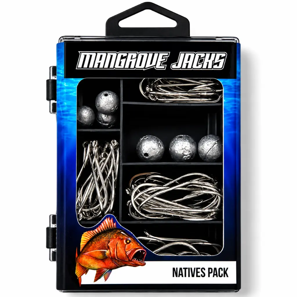 Mangrove Jacks Natives Fishing Pack | Hooks, Sinkers, and Tackle Box for Native Australian Fish