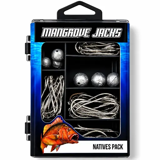 [9337217022503] Mangrove Jacks Natives Fishing Pack | Hooks, Sinkers, and Tackle Box for Native Australian Fish