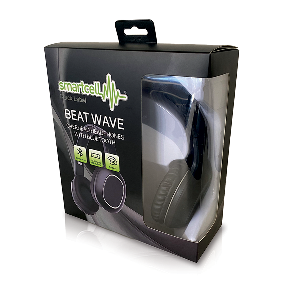 Smartcell Black Beat Wave Bluetooth Overhead Headphones