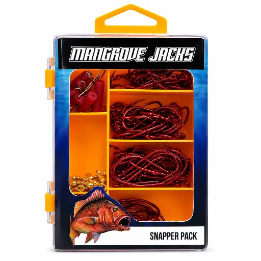 [9337217022510] Mangrove Jacks Snapper Fishing Pack | Hooks, Swivels, Slider Clips, and Tackle Box