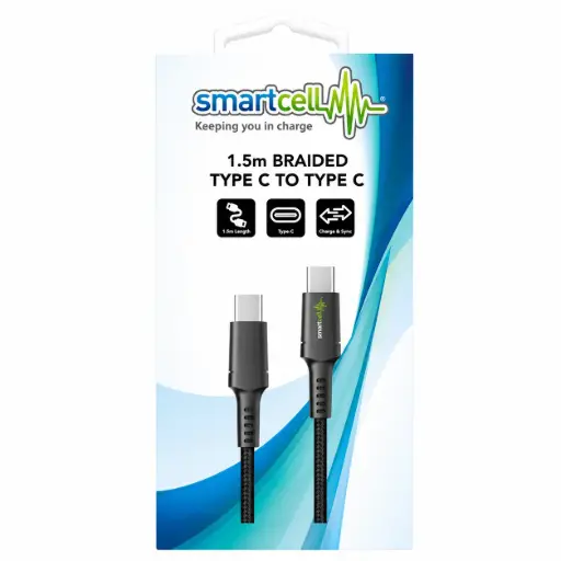 [9337217027973] Smartcell Braided Type-C to Type-C Cable | 1.5m