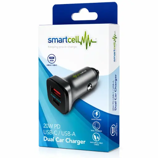 [9337217008705] Smartcell 20W PD USB-C/USB-A Dual Car Charger