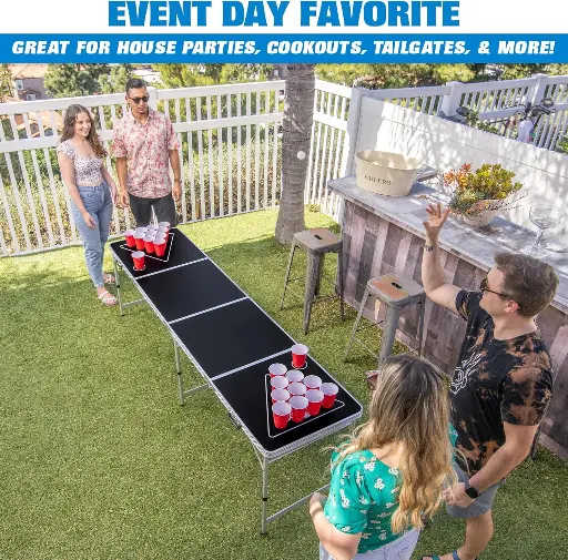[9340457035387] Beer Pong Table | 8ft Aluminium | Black