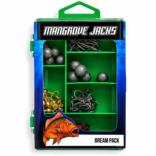 [9337217022480] Mangrove Jacks Bream Fishing Pack | Hooks, Swivels, Sinkers in Compact Tackle Box