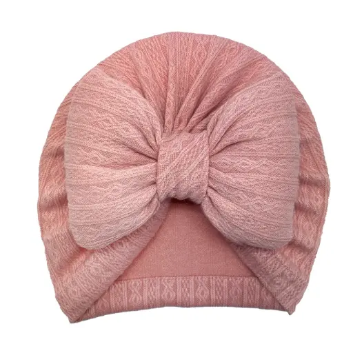 [9340457027757] Baby Turbans Big Bow (Pink)
