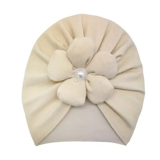 [9340457027689] Baby Turbans Flower (Beige)