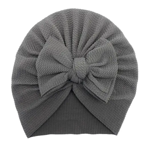 [9340457027818] Baby Turbans Knot Bow (Grey)