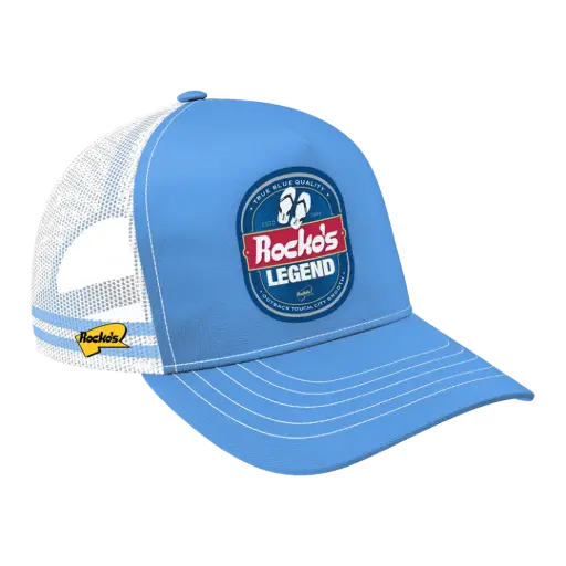 [9340457033079] Rocko's 5 Panel Trucker Cap Southern Beer Blue OSFM