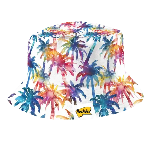 [9340457032997] Rocko's Bucket Hat Psychadelic Palm Trees Rainbow (S/M)