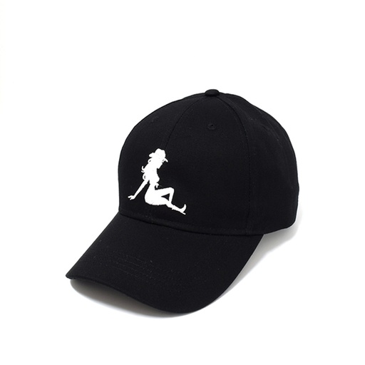 [9337217025627] Rocko's 6 Panel Cap Mud Flap Girl Black/White