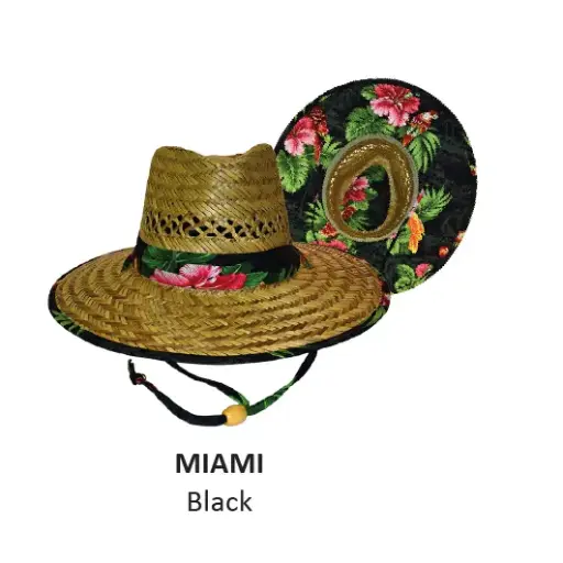[9337217026525] Rocko's Straw Hat Essential Range  (Black, Miami)