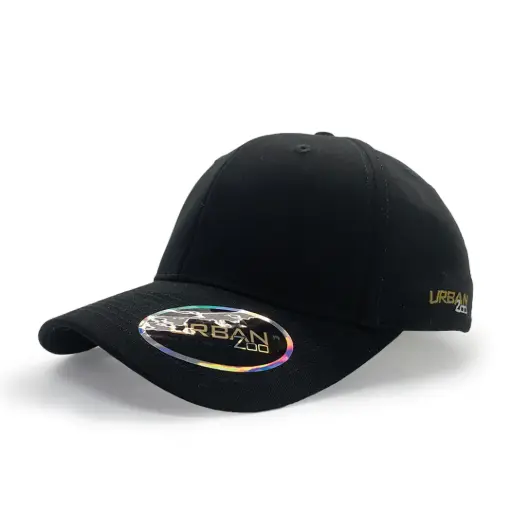 [9358517018072] Urban Zoo Brooklyn 101 6 Panel Fitted Cap  (Black, S/M)