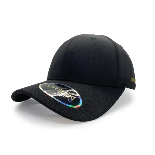 [9358517018140] Urban Zoo Manhattan 102 6 Panel Polyester Fitted (Black, L/XL)