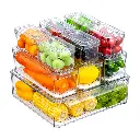 10 Pack Stackable Fridge Organizer w Lids