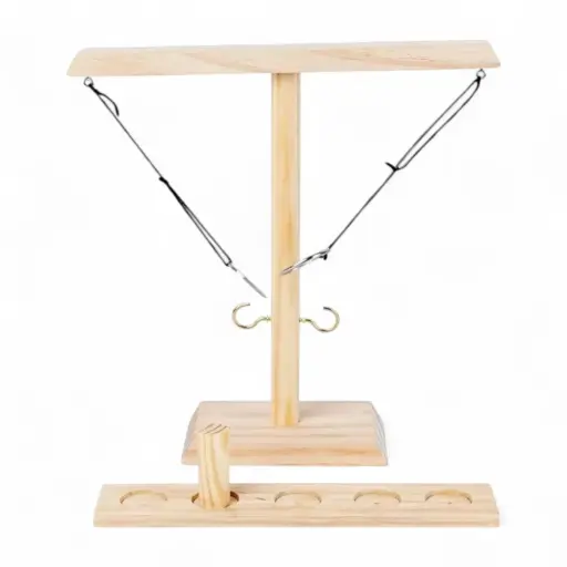 [9340457036384] 33cm Wooden Hook and Ring Toss Interactive Game