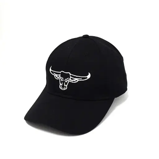 [9337217025467] Rocko's 6 Panel Cap Longhorn Bull OSFM (Black/White)